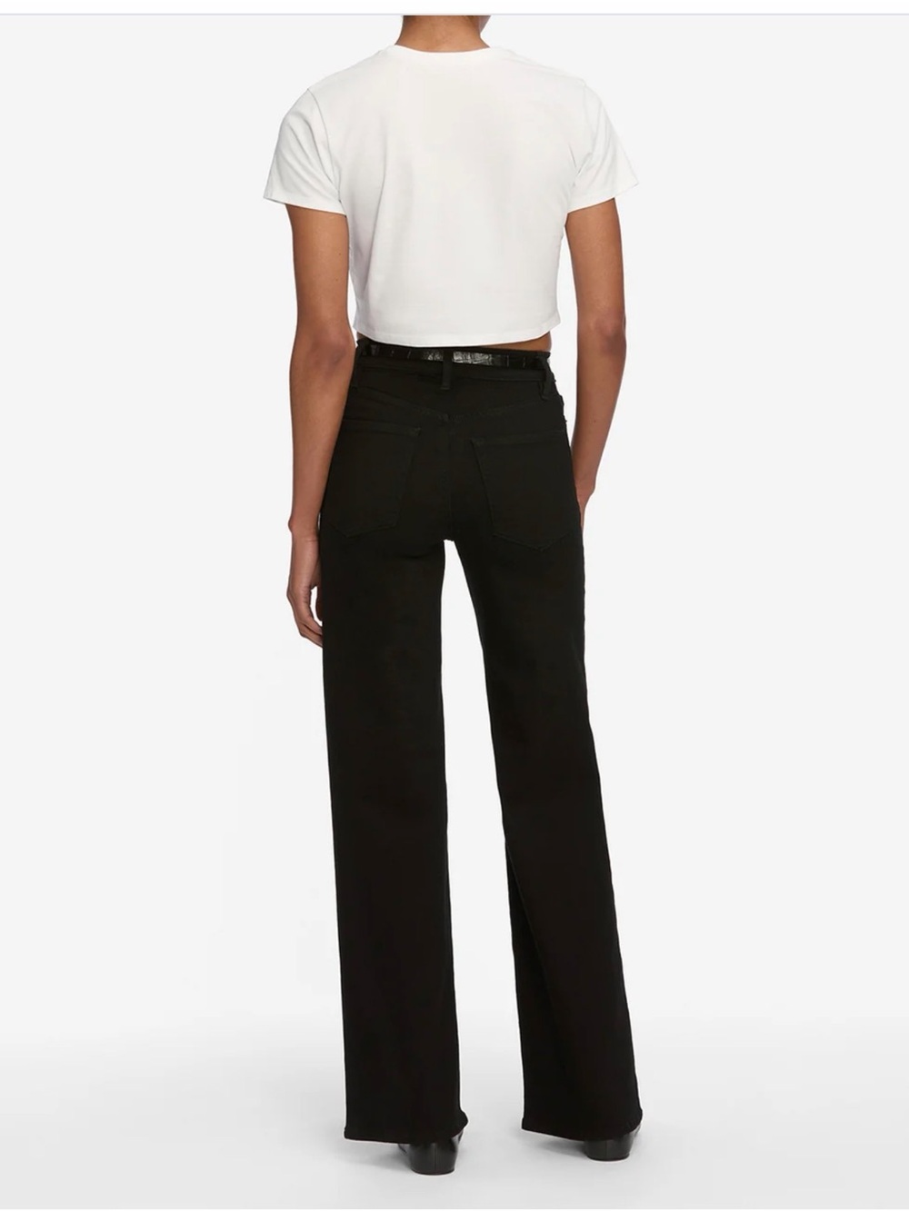 Frame Denim Le Slim Palazzo Wide-Leg Trousers — Black